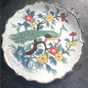 Mid Century Chinoiserie Pheasant gold trim decorative plate
